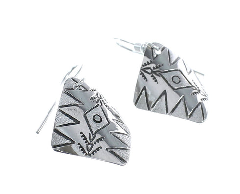 Native American Genuine Sterling Silver Hook Dangle Earrings AX125469
